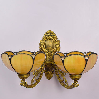 Tiffany Petal Stained Glass 2-Light Wall Sconce Lamp