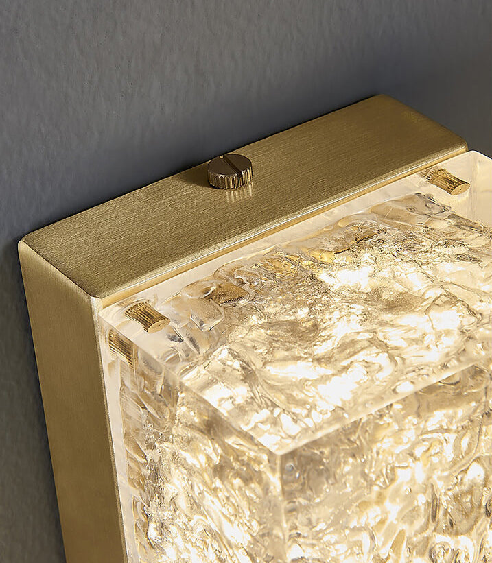 Luxury Brass Clear Resin Rectangular LED Wall Sconce Lamp
