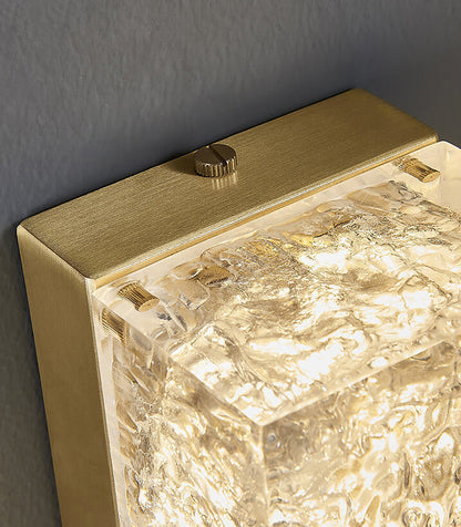 Luxury Brass Clear Resin Rectangular LED Wall Sconce Lamp