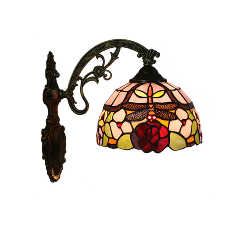 Tiffany Flower Stained Glass 1-Light Wall Sconce Lamp