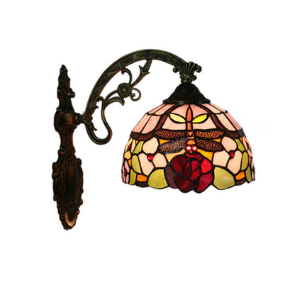 Tiffany Flower Stained Glass 1-Light Wall Sconce Lamp