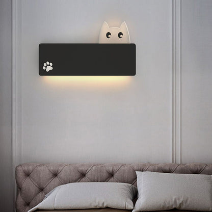 Simplicity Animal Cat Rectangular Iron LED Wall Sconce Lamp