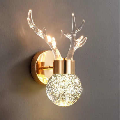 Acrylic Antler Bubble Crystal Ball LED Wall Sconce Lamp