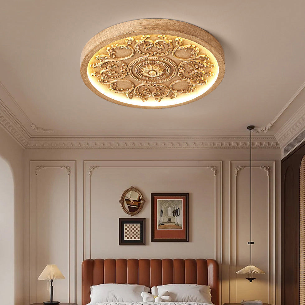 Modern Minimalist Carved Iron Resin LED Flush Mount Light