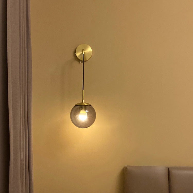 Round Cylinder Flower Brass Glass 1-Light Wall Sconce Lamp