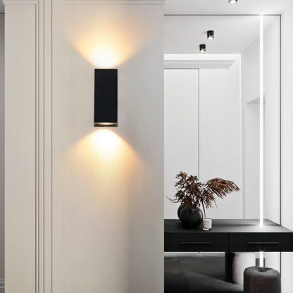 Outdoor Aluminum Glass Cylinder 2-Light Wall Sconce Lamp