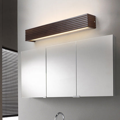 Chinese Walnut Square Bar Vanity LED Wall Sconce Lamp
