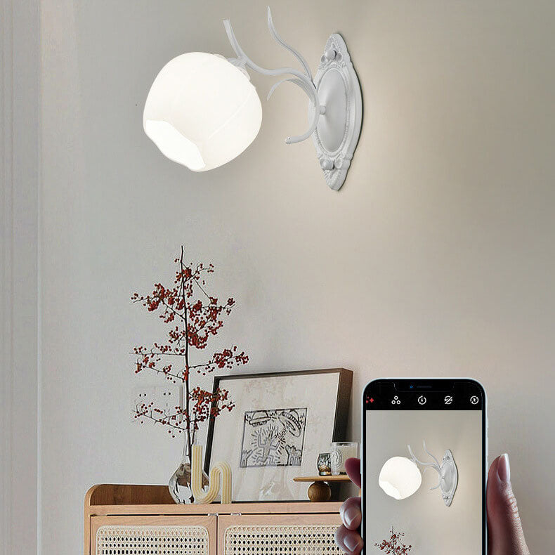 Nordic Floral Glass Round 1/2 Light Wall Sconce Lamp