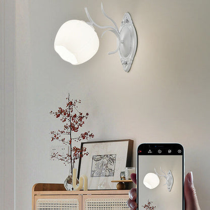 Nordic Floral Glass Round 1/2 Light Wall Sconce Lamp
