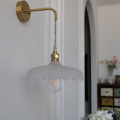 Art Deco Iron Flower Glass Shade 1-Light Wall Sconce Lamp