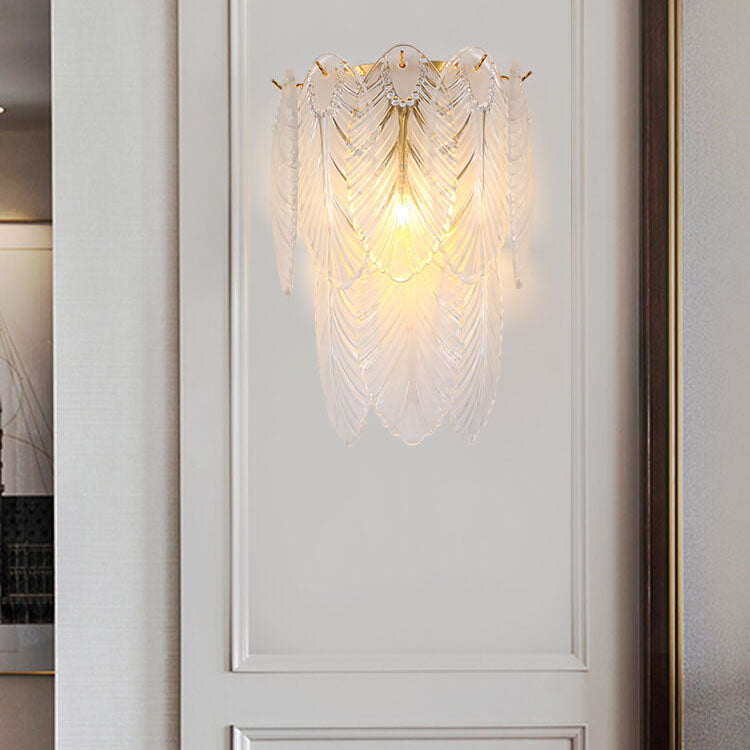 Light Feather Iron Glass 2/3-Light Wall Sconce Lamp