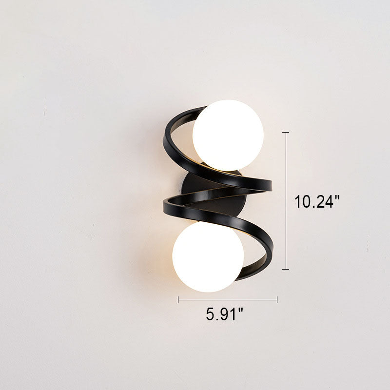 Minimalist Round Ball Iron Glass 2-Light Wall Sconce Lamp