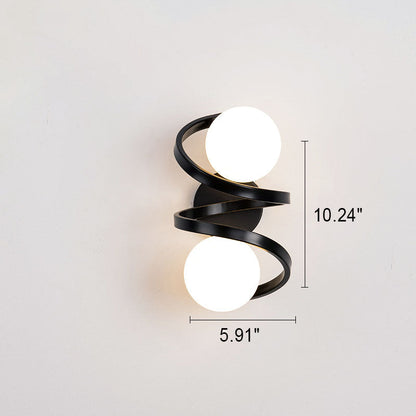Minimalist Round Ball Iron Glass 2-Light Wall Sconce Lamp