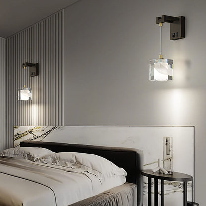 Luxury Cube H65 Brass Acrylic 1-Light Wall Sconce Lamp