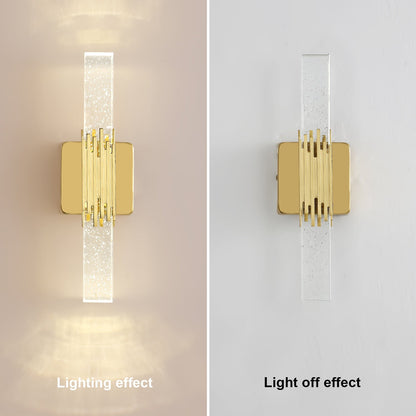 Stainless Steel Column Crystal Shade LED Wall Sconce Lamp
