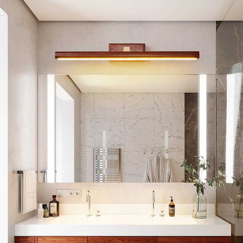 Nordic Minimalist Beechwood Copper Cylinder LED Bathroom Vanity Mirror Front Wall Sconce Lamp For Living Room & Bathroom