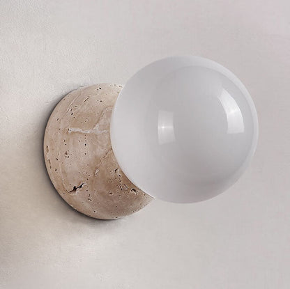 Japanese Round Ball Stone 1-Light Wall Sconce Lamp
