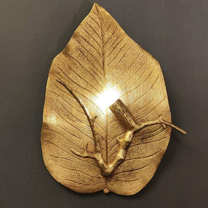 Retro Leaf Full Copper 1-Light Wall Sconce Lamp