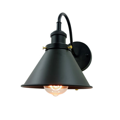 Iron Black Cone 1-Light Pull Cord Wall Sconce Lamp