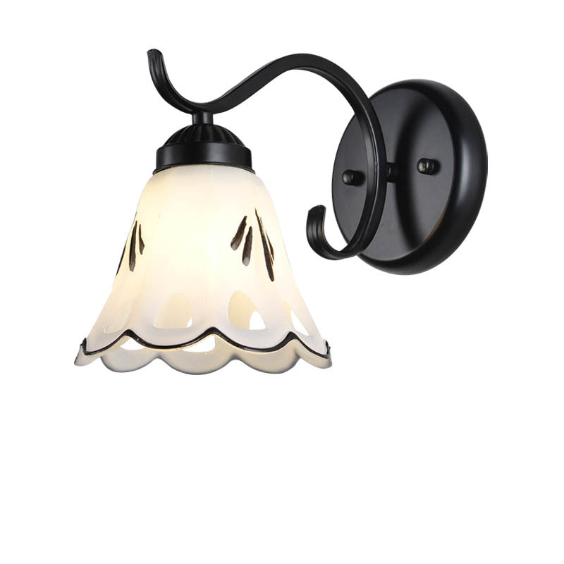 Retro Rustic Iron Glass 1-Light Wall Sconce Lamp