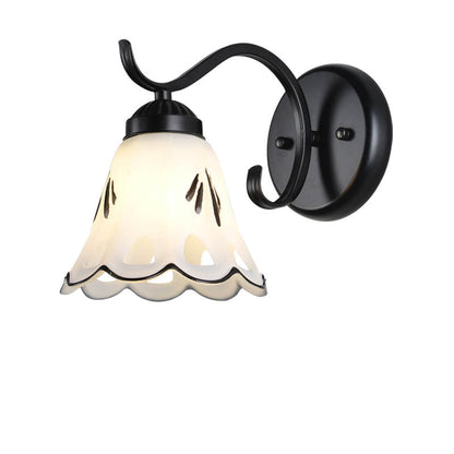 Retro Rustic Iron Glass 1-Light Wall Sconce Lamp