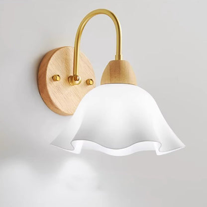 Wood Acrylic Iron Flower Ball 1-Light Wall Sconce Lamp