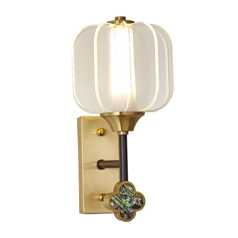 Chinese Full Copper Acrylic Lampshade LED Wall Sconce Lamp