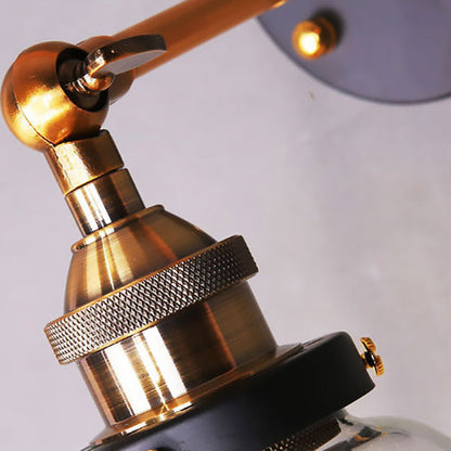 Industrial Round Cup Iron Glass 1-Light Wall Sconce Lamp