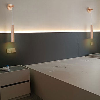 Minimalist Long Strip Rubber Wood LED Wall Sconce Lamp