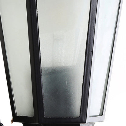 Hexagonal Frosted Glass 1-Light Outdoor Wall Sconce Lamp