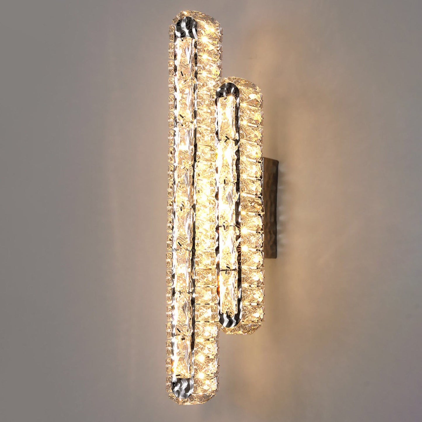 Stainless Crystal Elliptical Strip LED Wall Sconce Lamp