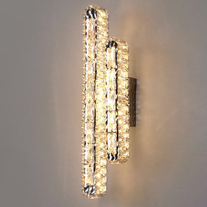 Stainless Crystal Elliptical Strip LED Wall Sconce Lamp