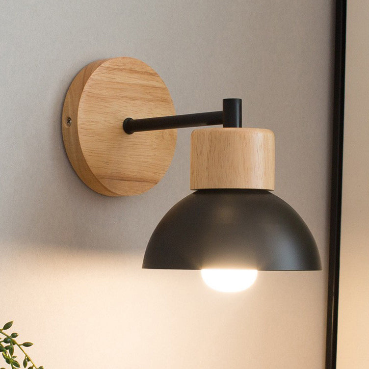 Round Circle Bird Wood Iron Resin 1-Light Wall Sconce Lamp
