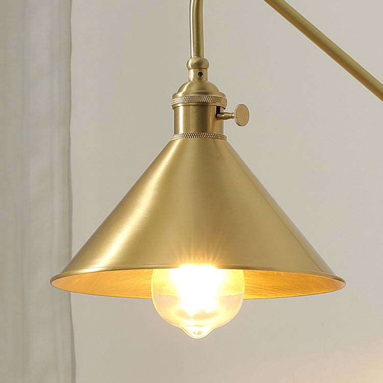 Retro Brass Walnut Conic 1-Light Wall Sconce Lamp