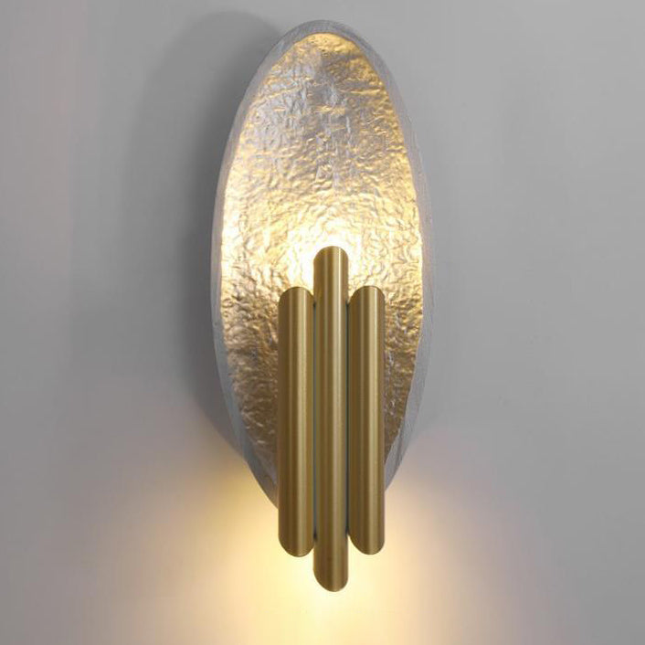 Oval Gold Foil Texture Metal Tube 2-Light Wall Sconce Lamp