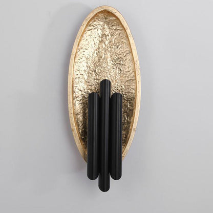 Oval Gold Foil Texture Metal Tube 2-Light Wall Sconce Lamp