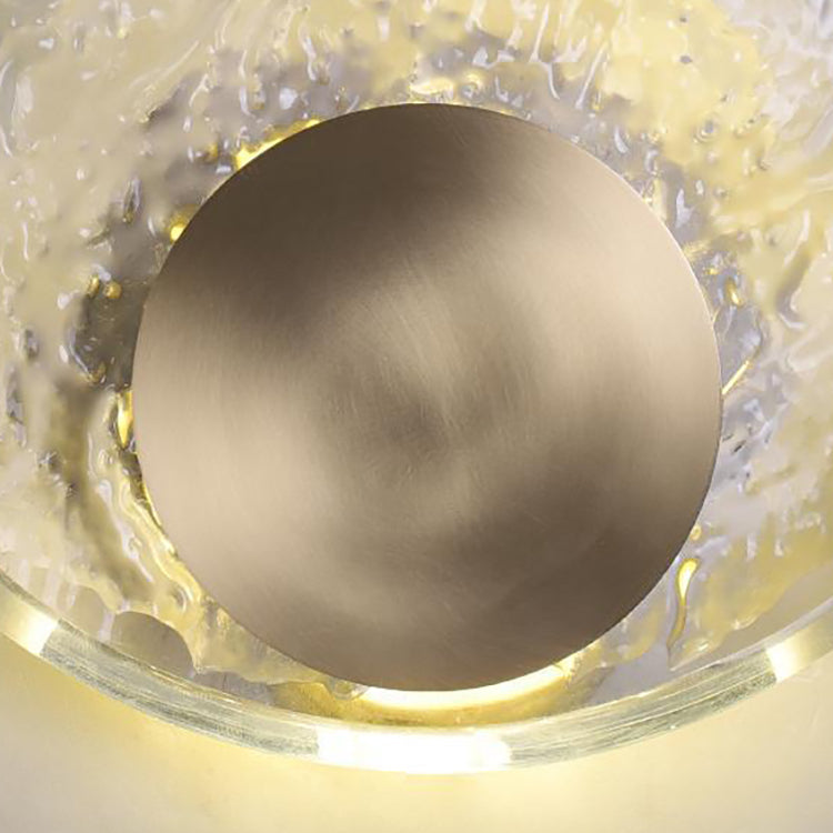 Brass Water-ripple Round Crystal LED Wall Sconce Lamp