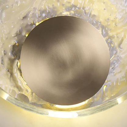 Brass Water-ripple Round Crystal LED Wall Sconce Lamp