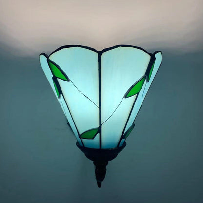 Tiffany Flower Iron Stained Glass 1-Light Wall Sconce Lamp