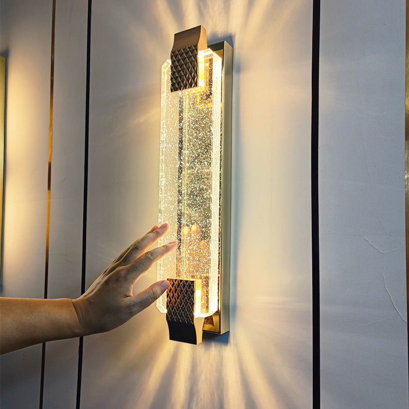 Rectangular Glass Stainless Steel LED Wall Sconce Lamp