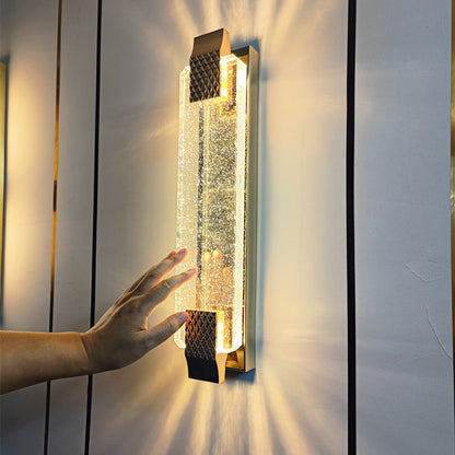 Rectangular Glass Stainless Steel LED Wall Sconce Lamp
