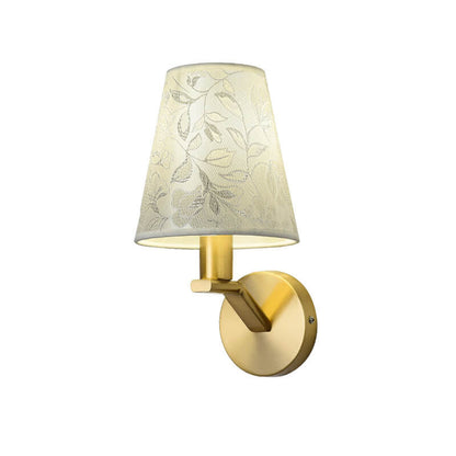 Floral Patterned Fabric Brass 1-Light Wall Sconce Lamp