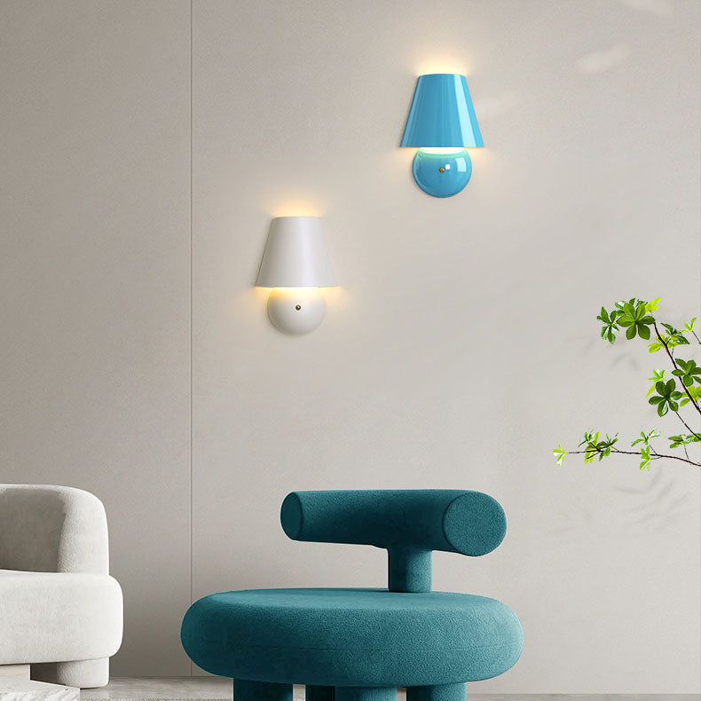 Cream Trapezoidal Round Iron Acrylic LED Wall Sconce Lamp