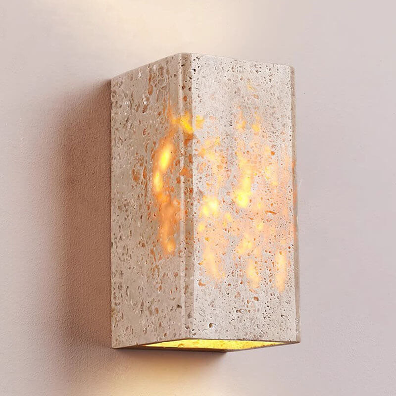 Square Rectangle Yellow Travertine LED Wall Sconce Lamp