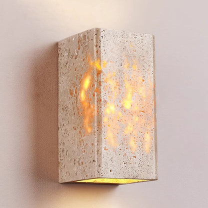 Square Rectangle Yellow Travertine LED Wall Sconce Lamp