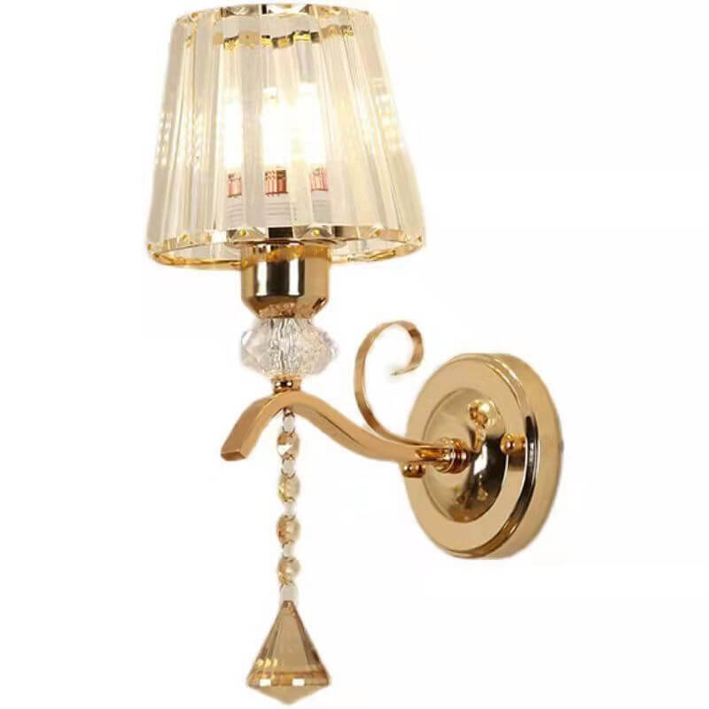 Luxury Iron Crystal Cone 1-Light Wall Sconce Lamp