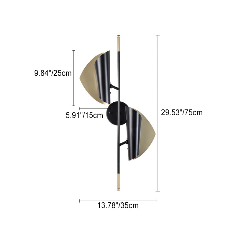 Modern Minimalist Long Leafy Iron 2-Light Wall Sconce Lamp