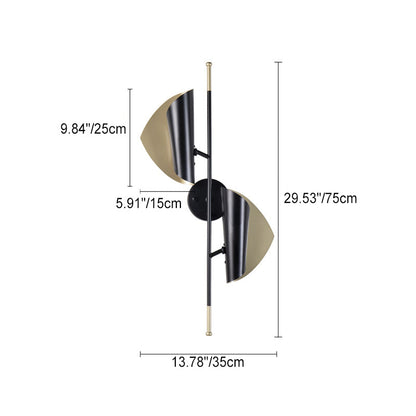 Modern Minimalist Long Leafy Iron 2-Light Wall Sconce Lamp