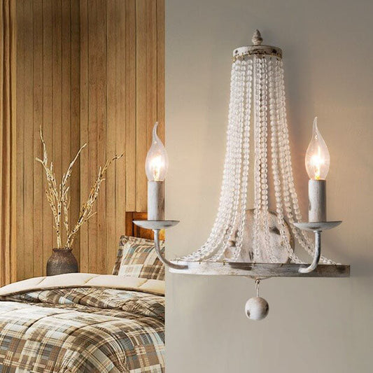 Iron Candelabra Crystal Decor 2-Light Wall Sconce Lamp