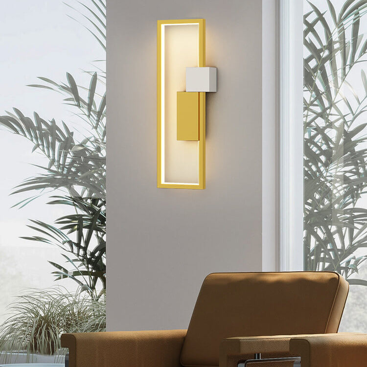 Minimalist Square Frame Iron Silicone LED Wall Sconce Lamp
